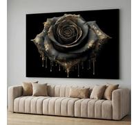 TONGYINLI Black Gold Rose Canvas Painting, Luxury Floral Wall Art, Baroque Style Rose Posters Print, Modern Home Decor Canvas Art(70x110cm/Frameless)