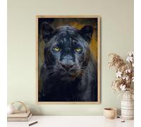 TONGYINLI Black Panther Painting: Realistic Feline Posters and Prints, Animals Portrait Canvas Wall Art for Living Room, Home Decor(30x40cm/Frameless)
