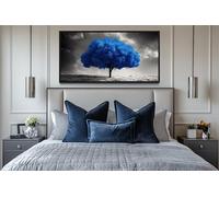 TONGYINLI Blue Tree on Black White Background Posters, Extra Large Painting Canvas Print, Blue Wall Art for Living Room, Home Decor(55x110cm/Frameless)