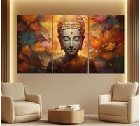 TONGYINLI Buddha Autumn Leaves Painting, Simple Canvas Print Poster, Buddhism Wall Art Picture, for Living Room, Home Decor Mural 80x120cmx3 Frameless