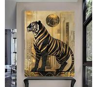 TONGYINLI Canvas Poster, Abstract Black Tiger Golden Stripes Oil Painting, Wall Art Prints Classic Artwork For Home Living Room Decor(30x40cm/Inner frame)