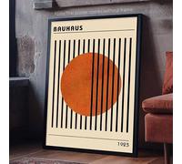 TONGYINLI Circle And Line Painting, Bauhaus Geometric Wall Art, Abstract Vintage Orange Poster, Textured Print Mural, For Room Decor(80x120cm/Inner frame)