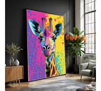 TONGYINLI Colorful Art Giraffe Canvas Posters, Animal Portrait Canvas Wall Art, Modern Wildlife Decor, Abstract Home Art Painting(60x90cm/Inner frame)