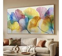 TONGYINLI Colorful Ginkgo Leaf Posters Art, Abstract Botanical Print, Tree Leaf Painting Artwork for Living Room, Home Wall Decor(45x80cm/Internal Frame)