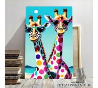 TONGYINLI Colorful Giraffe, Summer Beach, Pop Art Canvas Poster Paintings For Living Room Bedroom Corridor Wall Decor Wall Pictures 21x30cm Withframe