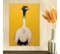 TONGYINLI Cute Ostrich Posters and Prints, Wall Art Pictures Retro Simple Painting Animal Pictures For Living Room, Home Decor Mural(20x30cm/Inner frame)