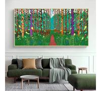 TONGYINLI David Hockney The Arrival of Spring Poster Landscape Artwork Prints Green Tide Canvas Painting Wall Art Pictures Home Decor 80x160cm Frameless