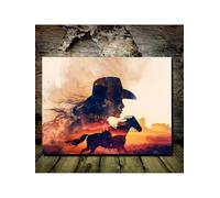 TONGYINLI Denim Horse Silhouette Canvas Wall Art Painting, Creative Abstract Posters and Prints For Room Home Decor Mural(80x120cm/Frameless)