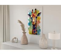 TONGYINLI Giraffe Art Painting: Abstract Canvas Wall Art, Rainbow Colors Animals Posters and Prints for Living Room, Home Wall Decor(50x70cm/Frameless)