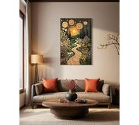 TONGYINLI Golden Path Wall Art - Klimt Dreamy Landscape Posters and Prints, Wildflower Meadow Canvas Painting,for Living Room 70x110cm Frameless