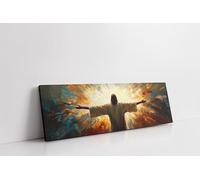TONGYINLI Jesus Welcom All Oil Painting, Christian Poster, Religious Artwork, Panoramic Canvas Print, Large Aesthetic Wall Art Picture(45x135cm/Inner frame)