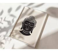 TONGYINLI Large Buddha Poster, Minimalist portrait Wall Picture | Black and White Buddha Head Print Artwork for Home Decor Painting 60x90cm Frameless