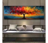 TONGYINLI Large Colorful Tree of Life Canvas Paintings Abstract Tree Wall Art Poster Modern Home Decor Geometric Print Patterns 50x150cm Frameless