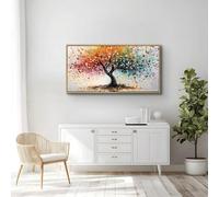 TONGYINLI Large Colorful Tree Of Life Wall Art, Canvas Painting, Abstract Prints Poster, Nature Plant Picture Decor for Living Room 90x180cm framework