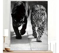 TONGYINLI Large White Animals Wall Art Print Oil Painting - Walking On Concrete Posters and Prints Living Room Canvas Artwork Mural(60x90cm/Frameless)