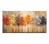 TONGYINLI Modern Simple Autumn Colorful Tree Print Canvas Painting,Warm Orange Tree Poster Wall Art,For Living Room Bedroom Decor 40x80cm Framework