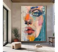 TONGYINLI Oil Painting on Canvas Abstract Woman Face Wall art Colorful Portrait Posters and Prints for Living Room, Modern Home Decor(80x120cm/Inner frame)