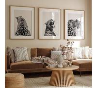 TONGYINLI Set Of 3 Black White Cheetah Art Poster Room Decor Leopard Funky Animal Painting Canvas Print Minimalist Wall Picture(40x60cmx3/Inner frame)