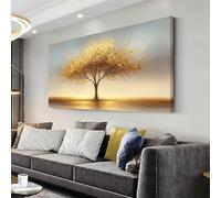 TONGYINLI Tree of Life Canvas Wall Art for Living Room Golden Sunset Prints Posters Abstract Landscape Painting Large Nature Artwork 65x130cm Frameless