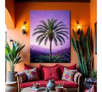 TONGYINLI Tropical Palm Tree Wall Art, Sunset Canvas Print, Exotic Canvas Painting(60x90cm/Internal Frame)