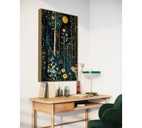 TONGYINLI Whimsical Forest Wall Art - Golden Floral Art Canvas Painting, Enchanting Woodland Posters Print, Klimt Nature Decor 80x120cm Frameless