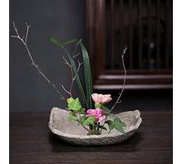 TONGYOU Japanese Ceramic Ikebana Flower Vase Flower Arranging Supplies,Flower Arrangement Container for Ikebana Vase & Round Flower Frog A07
