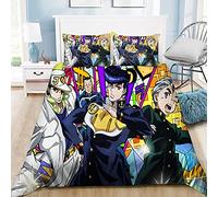 Tongyundacheng 3 Pieces Bedding Set JoJo's Bizarre Adventure Cartoon Anime 3D Pattern Quilt Cover with 2 Pillowcases Super Soft Microfiber Bedroom Duvet Cover Bedding Set