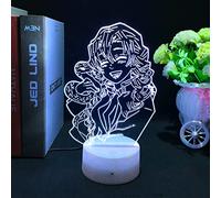 Tongyundacheng 3D Illusion Lamp Kokushibou Night Light Kimetsu No Yaiba Anime Figure Creative Desk Lamp 16 Colors Changes for Kids Bedroom Decor Birthday Gift