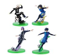 Tongyundacheng 4pcs Anime Blue Lock Figure Seishiro Nagi Reo Mikage Bachira Meguru Isagi Yoichi Action Figure Statue PVC Handmade Model Desktop Decoration Collectibles