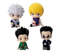 Tongyundacheng 4pcs Anime Figurines Killua Zaoldyeck/Gon Freecss/Kurapika Cute Mini Character Sitting Model PVC Figures Home Decoration Ornaments Gifts 6cm
