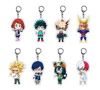 Tongyundacheng 8 Pcs My Hero Academia Keychain Set Cute Acrylic Keyring Pendant Izuku Midoriya Katsuki Bakugo Shoto Todoroki All Might Cartoon Anime Key Rings Decoration