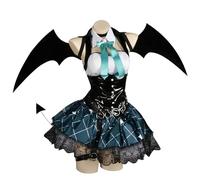 Tongyundacheng Anime Miku Cosplay Costume Little Devil Role Play Costume Full Set Short Skirt Suit with Wings Accessories for Halloween Women