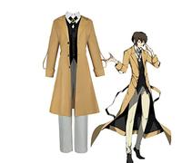 Tongyundacheng Bungo Stray Dogs Dazai Osamu Cosplay Costume Windbreaker Coat Uniform Suits Halloween Party Costume for Adult Men