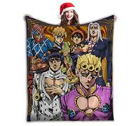 Tongyundacheng JoJo's Bizarre Adventure Fleece Throw Blanket Anime Character Printed Flannel Blanket Super Soft Cozy Fuzzy Warm Throws for Bed Sofa Couch Home Decor Idea Gift