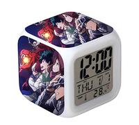Tongyundacheng Kids Alarm Clock My Hero Academia Digital Alarm Clocks with 7 Color Change Anime Cartoon Bedroom Night Light Wake Up Bedside Clock for Boys Girls