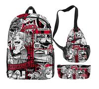 Tongyundacheng My Hero Academia Backpack School Bag 3 Piece Set 3D Print Anime MHA Backpack Suit with Waist Bag Pencil Case Student Bookbag Casual Daypack Laptop Travel Bags
