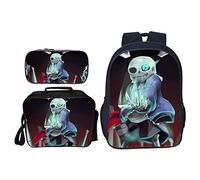 Tongyundacheng Undertale Backpack 3 Piece Set Anime Game 3D Printed Girls Boys School Bookbag + Lunch Bag+Pencil Case Set, Children Student Casual Daypack Laptop Rucksack