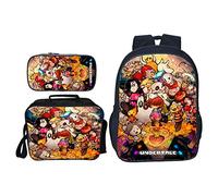 Tongyundacheng Undertale Backpack 3 Piece Set Anime Game 3D Printed Girls Boys School Bookbag + Lunch Bag+Pencil Case Set, Children Student Casual Daypack Laptop Rucksack