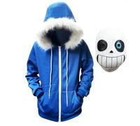 Tongyundacheng Undertale Sans Cosplay Costume Sans Jacket Coat Zipper Hoodies Sweatshirt for Halloween Cosplay Adults Costume