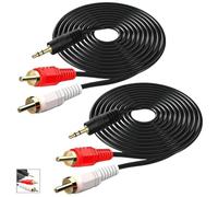 TONGZHIY 2 pcs 1.5M RCA to 3.5mm aux cable, speaker wire to RCA red white connector plug,Phono to 3.5mm Jack Adapter Lead,Suitable for high-fidelity amplifiers and speakers, etc. (red white black)