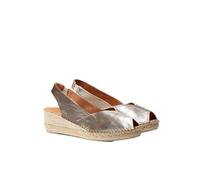 Toni Pons Women's Leather Wedge Espadrille - BERNIA-P - Platinum, 4 UK - 37 EU