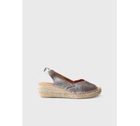 Toni Pons Women's Leather Wedge Espadrille - BERNIA-P - Steel, 4 UK - 37 EU
