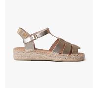 Toni Pons Emma Womens Leather Buckle Breathable Casual Platinum Espadrilles