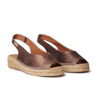 TONI PONS Erica-AS - Women's Peep Toe Espadrille in Shiny Leather, bronze, 8 UK