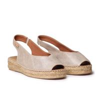 TONI PONS Erica-AS - Women's Peep Toe Espadrille in Shiny Leather, Champagne, 9 UK