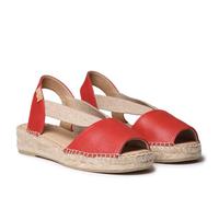TONI PONS TALA - Women's Espadrille in Leather with wedge and elastic for a wider fit, red, 8.5 UK