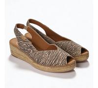 TONI PONS - Sandal shovel, leather, wedge and esparto platform, espadrilles, zebra, animal print, espadril for: Women, Zebra, 6 UK