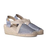 TONI PONS Triton - Vegan wedge espadrille for Women made of cotton fabric., Denim, 7 UK
