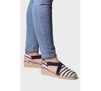 Toni Pons Vinaros Sandal Navy Striped Cotton Canvas Wedge Espadrille