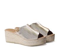 Toni Pons Women's Leather Espadrille - Ivonne - Platinum, 4 UK - 37 EU